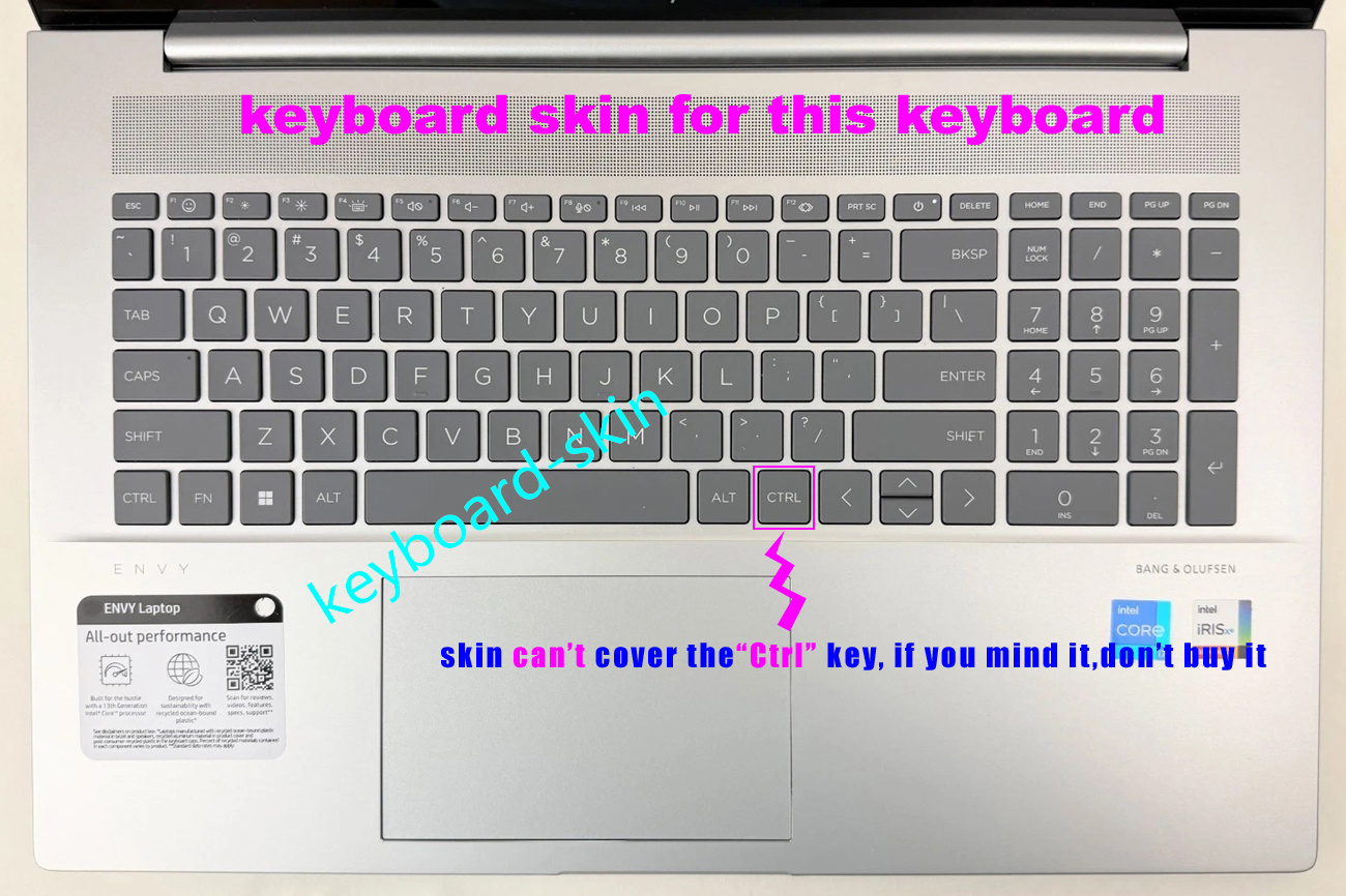 Keyboard Cover Silicone - HP ENVY 17-CR*** 17t-CR*** 17t-cr0xxx TPN-C160